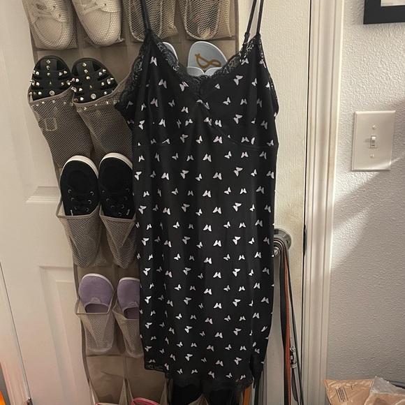 wild fable Dresses & Skirts - Black Slip Dress with White Butterfly Pattern